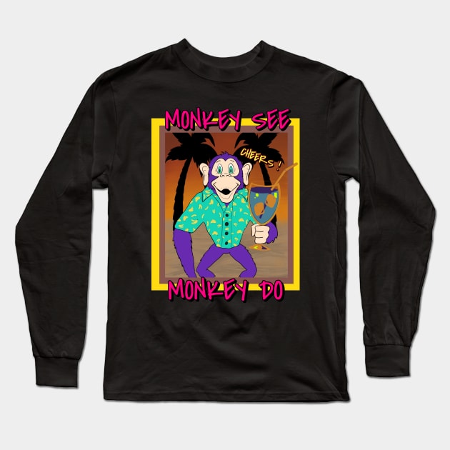 The Drunken Monkey Long Sleeve T-Shirt by Milasneeze